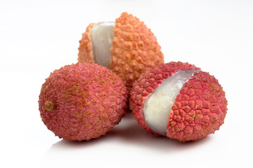 Lychees isolated on white