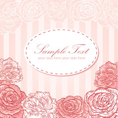 Valentine flower stripe invitation love card