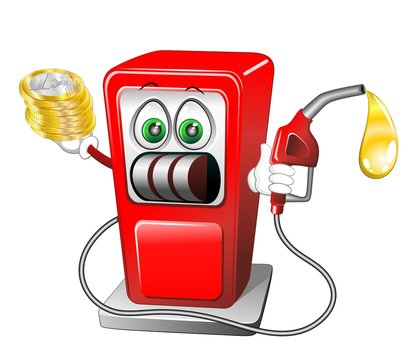 Caro Benzina Cartoon Fumetto-Expensive Gasoline Fuel-Vector