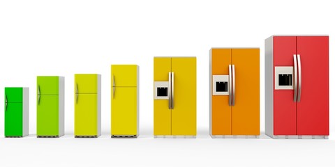 3d energy efficiency concept with fridges