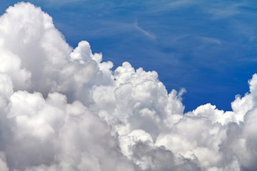 Naklejka na ściany i meble Aerial landscape of clouds and blue sky