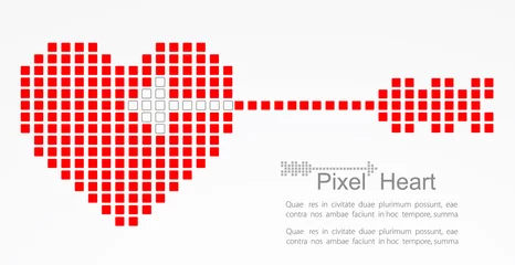 Papier Peint photo Lavable Pixels Coeur de pixel avec flèche de Cupidon