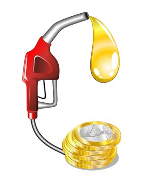 Caro Benzina Cartoon Pistola-Price Gasoline Fuel-Vector