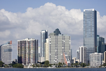 Fototapeta na wymiar Miami Florida panorama of downtown buildings