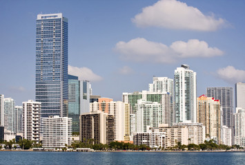 Fototapeta na wymiar Miami Florida panorama of downtown buildings