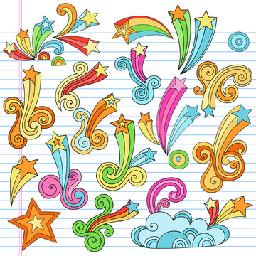 Notebook Doodles Shooting Stars Vector Design