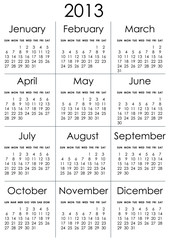 Calendario Inglese 2013