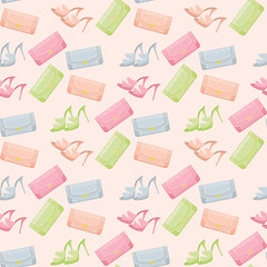 Seamless bags and shoes pattern