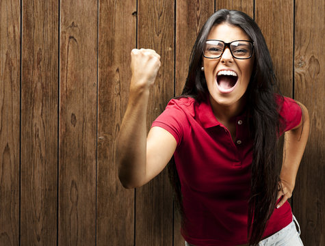 woman with a winning gesture