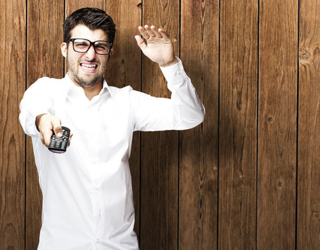 man changing channel