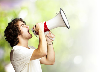man with megaphone