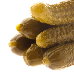 gherkins on a white background