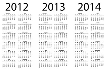 2012 - 2014 calendar