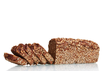 delicious sliced ​​rye bread with sunflower seeds.isolated