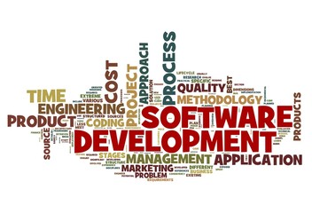 Software development concept in tag cloud