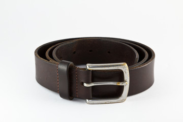 Worn brown leather belt
