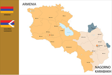 Political map of Armenia country.
