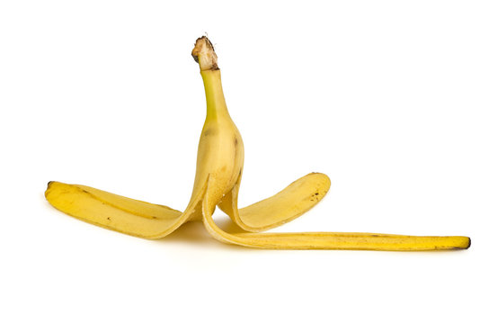 Banana peel over white