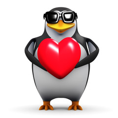 3d Penguin Love Heart