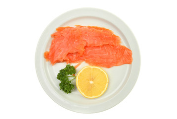 Smoked salmon on a plate