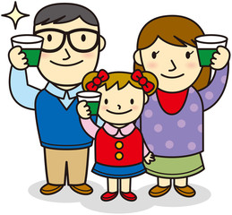 青汁を飲む家族