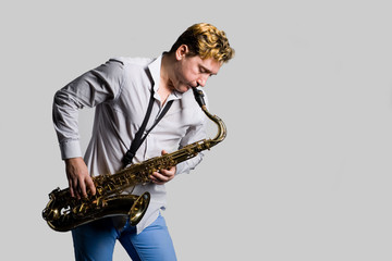 Naklejka premium Saxophonist playing