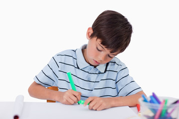 Young boy drawing
