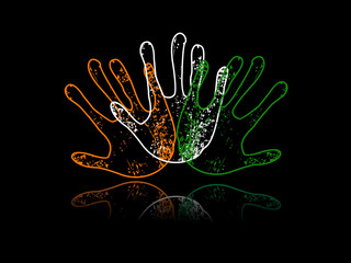 Naklejka premium A vector illustration of three hands colored in an Indian Nation