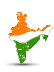 A vector illustration of An India map coverd with Indian Flag.
