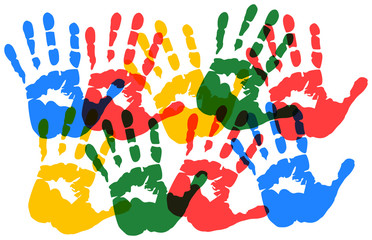 Silhouettes of hands,
