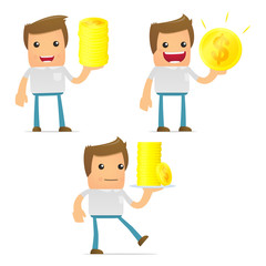 set of funny cartoon casual man