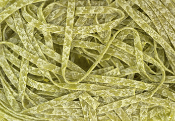 Close view spinach flavored pasta