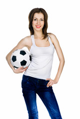 young adult woman with ball