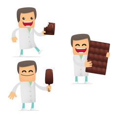 set of funny cartoon doctor
