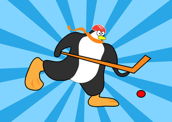 penguin playing hockey