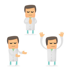 set of funny cartoon doctor