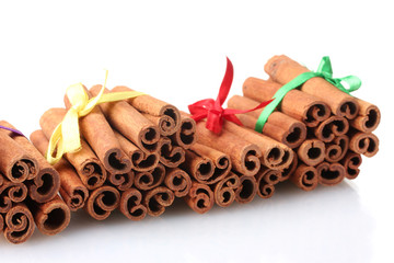 Cinnamon sticks isolated on white