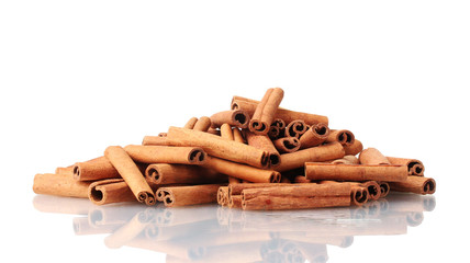 Cinnamon sticks isolated on white