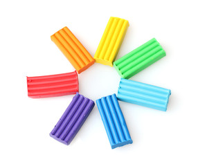 Children bright\ plasticine isolated on white