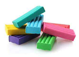 Children bright\ plasticine isolated on white