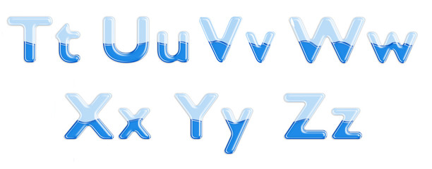Glass and water alphabet