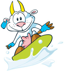 goat surfing on the milk wave
