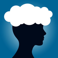 Human head with cloud. Concern concept.