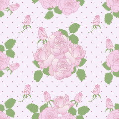 Seamless romantic pattern with roses