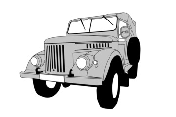 retro car on white background