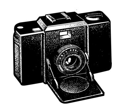 retro camera on white background
