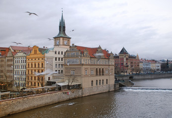 Fototapeta na wymiar Stare Mesto (Old Town), (Prague, Czech Republic) in winter