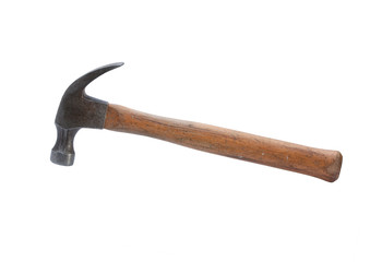 Wooden handled hammer.