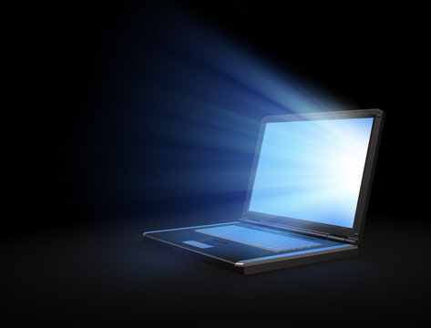 Glowing laptop screen