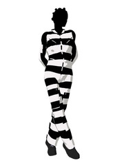 Afrcian American Female Criminal Silhouette Illustration